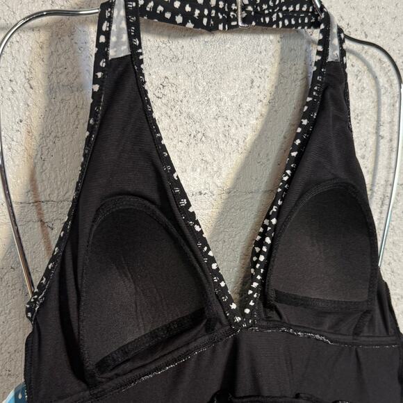 Swim Solutions Women's Printed Halter Tankini Swim Top black/white 10 $72 - Picture 7 of 8